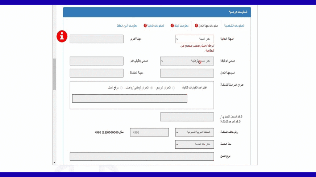 تعبئة الاستمارة الاستثمارية 1