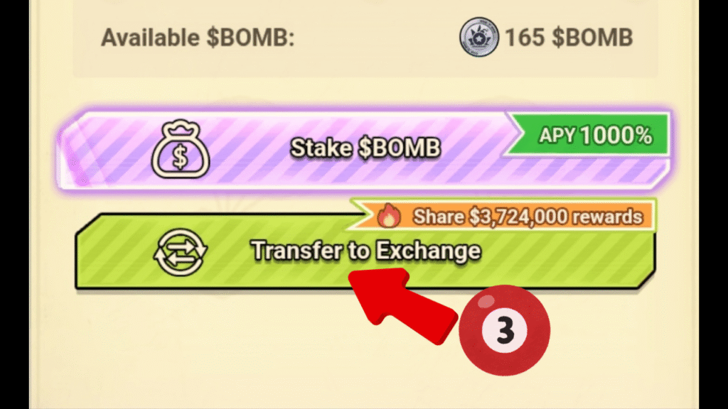 الخطوة 3 بدء عملية السحب بالضغط على "Transfer to Exchange"