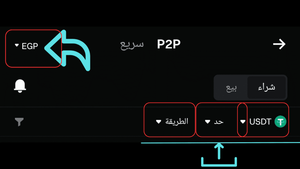 تحديد الشراء والإيداع عبر P2P